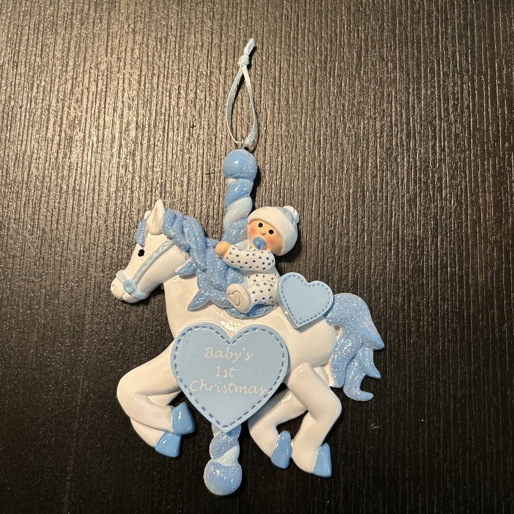Christmas Holiday Ornament‎ Baby Boy First Christmas Horse Can Be Personalized